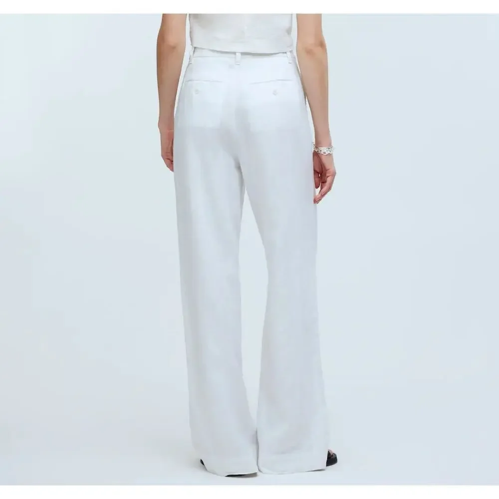 Madewell Harlow Wide-Leg Pants 100% Linen White Women's Size 8 - Picture 2 of 8